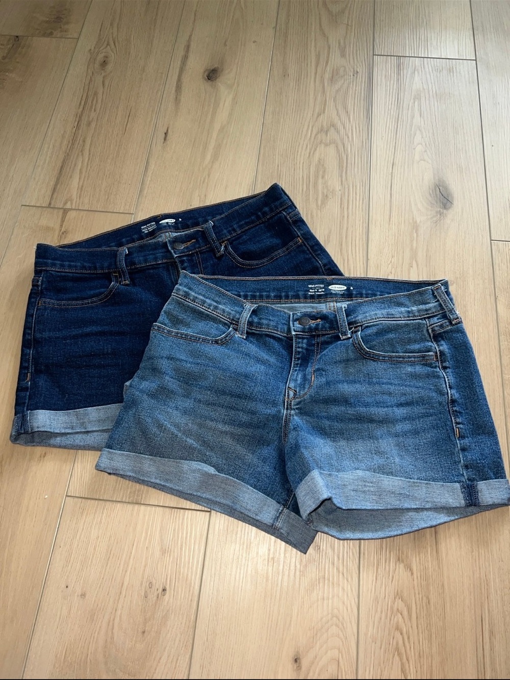 Old Navy Women's Denim Roll-Cuff Shorts - Light & Dark Blue